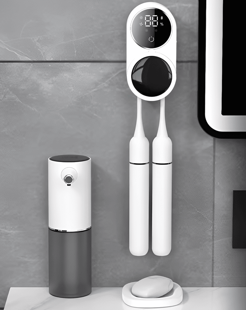 Suporte Inteligente para Escovas – Elimina Bactérias e Seca Rápido