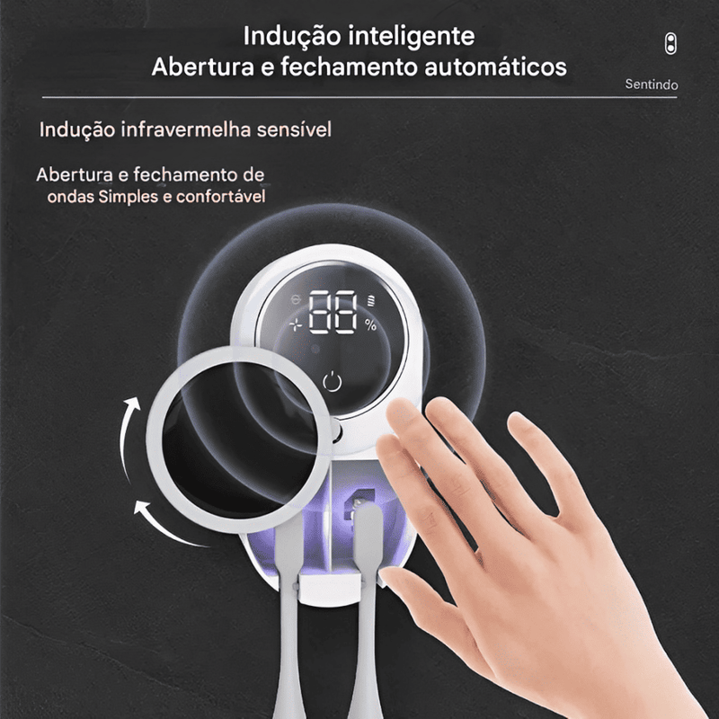 Suporte Inteligente para Escovas – Elimina Bactérias e Seca Rápido