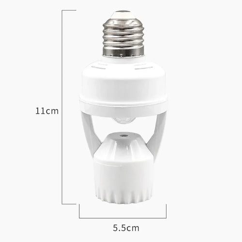 Adaptador de Lâmpada com Sensor de Movimento PIR E27/E26 – Soquete Inteligente