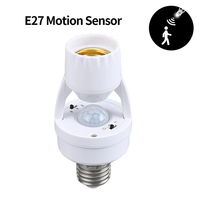 Adaptador de Lâmpada com Sensor de Movimento PIR E27/E26 – Soquete Inteligente