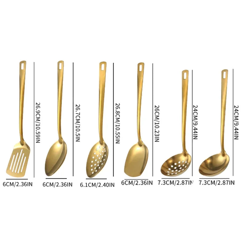 Utensílios de Cozinha Dourados em Aço Inox – Sofisticação e Funcionalidade