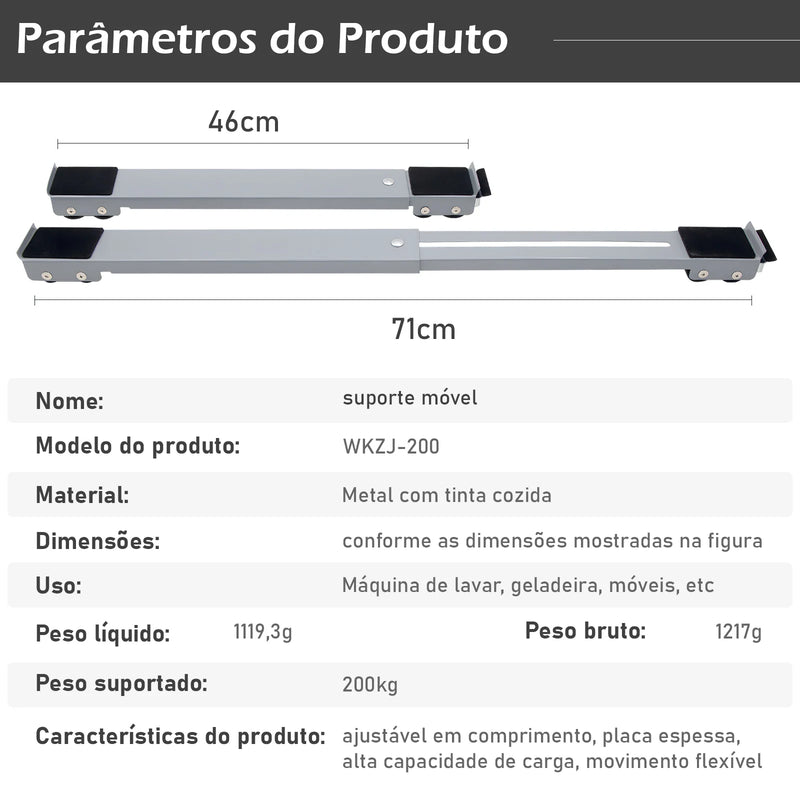 Base Ajustável com Rodinhas para Móveis | FlexMove