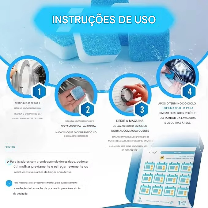 Pastilhas de Manutenção para Lavadora